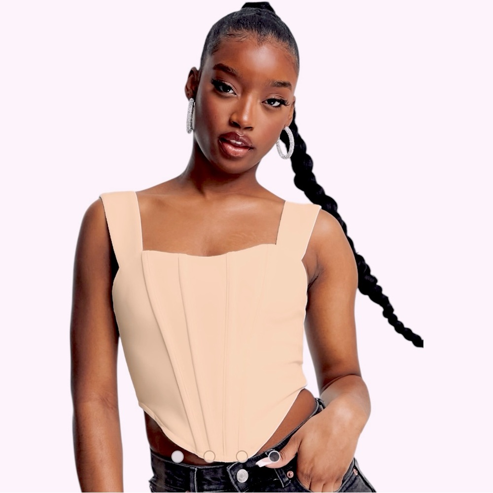 ASOS Jaded Rose square neck pointed corset detail top in cream